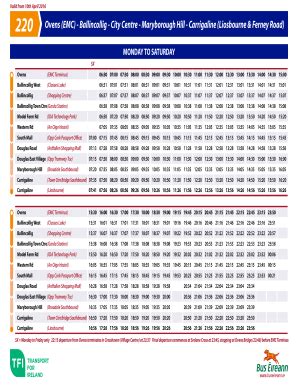 220 bus timetable
